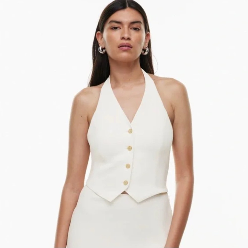 Aritzia Cream Halter Blouse